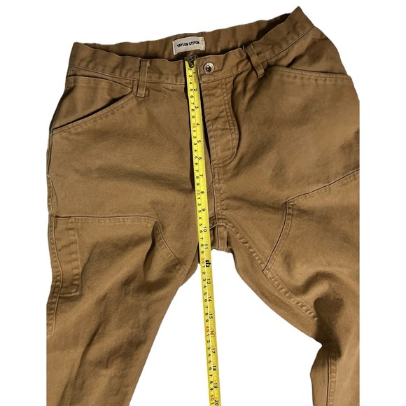 Taylor Stitch Canvas Camp Chore Pants Size 30 Tan Button Fly Men's Double Knee - Picture 10 of 14